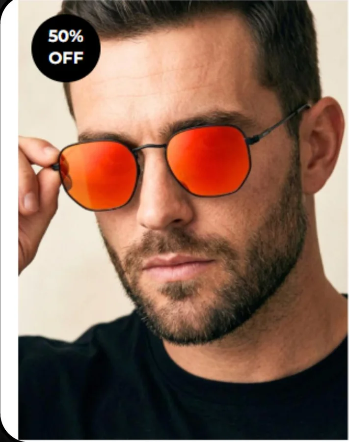 ÓCULOS DE SOL MIAMI - HEXAGONAL - VERMELHO ESPELHADO