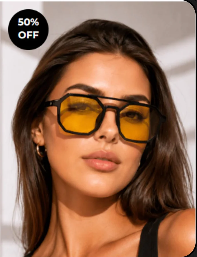 AVIADOR EXAGONAL -PRETO COM AMARELO